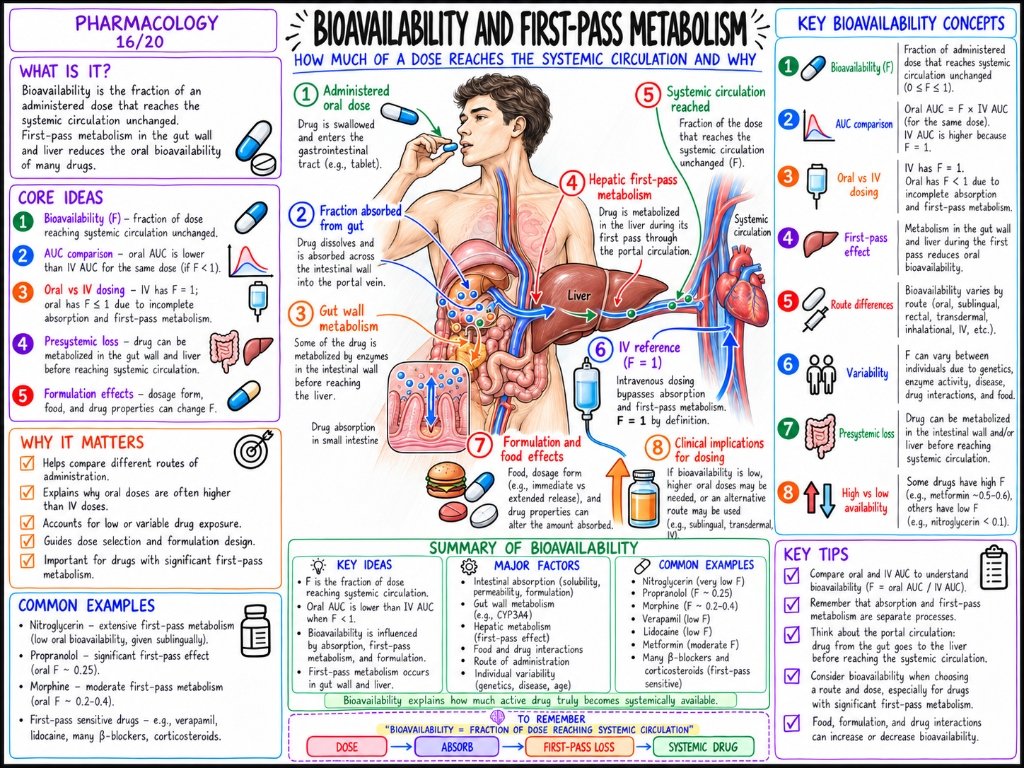 Pharmacology 16/20: Bioavailability and First-Pass Metabolism — Systemic Circulation & Presystemic Loss
