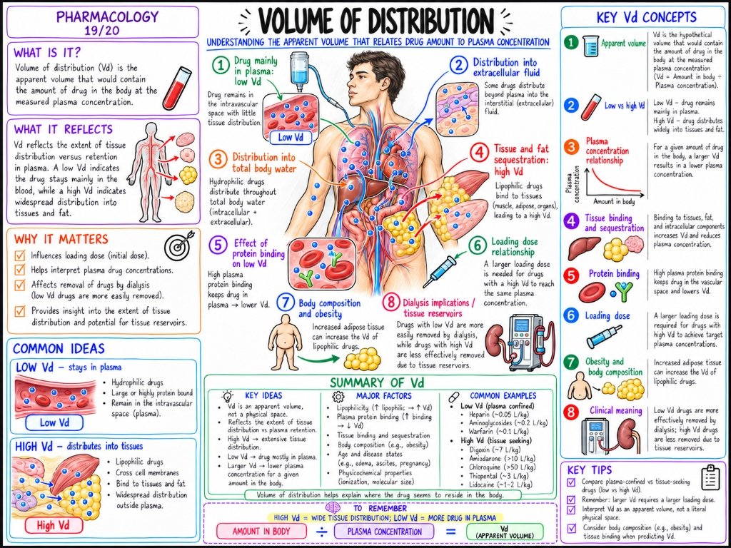 Pharmacology 19/20: Volume of Distribution (Vd) — Apparent Volume, Tissue Sequestration & Dialysis