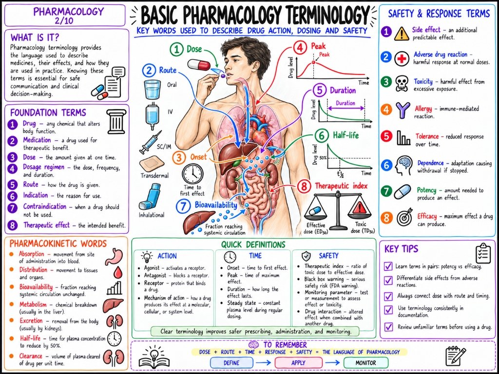 Pharmacology 2/10: Basic Pharmacology Terminology — Action, Dosing and Safety
