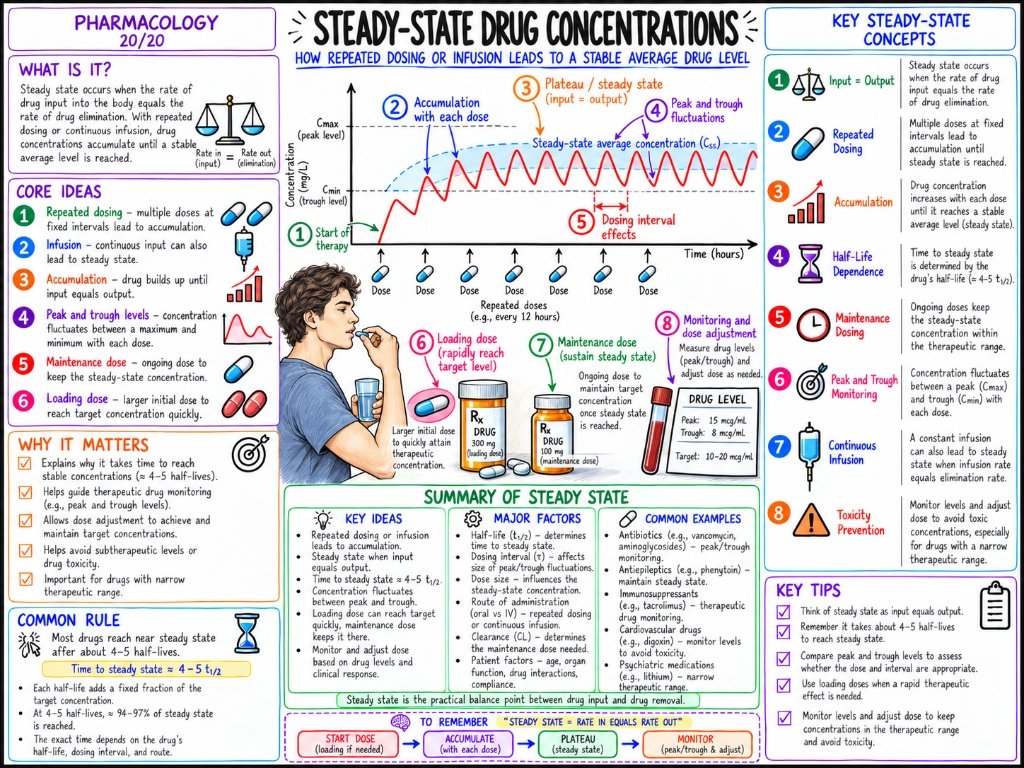 Pharmacology 20/20: Steady-State Drug Concentrations — Repeated Dosing, Plateau, Loading & Maintenance