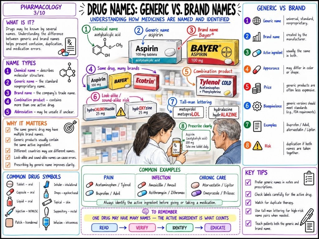 Pharmacology 3/10: Drug Names — Generic vs. Brand Names